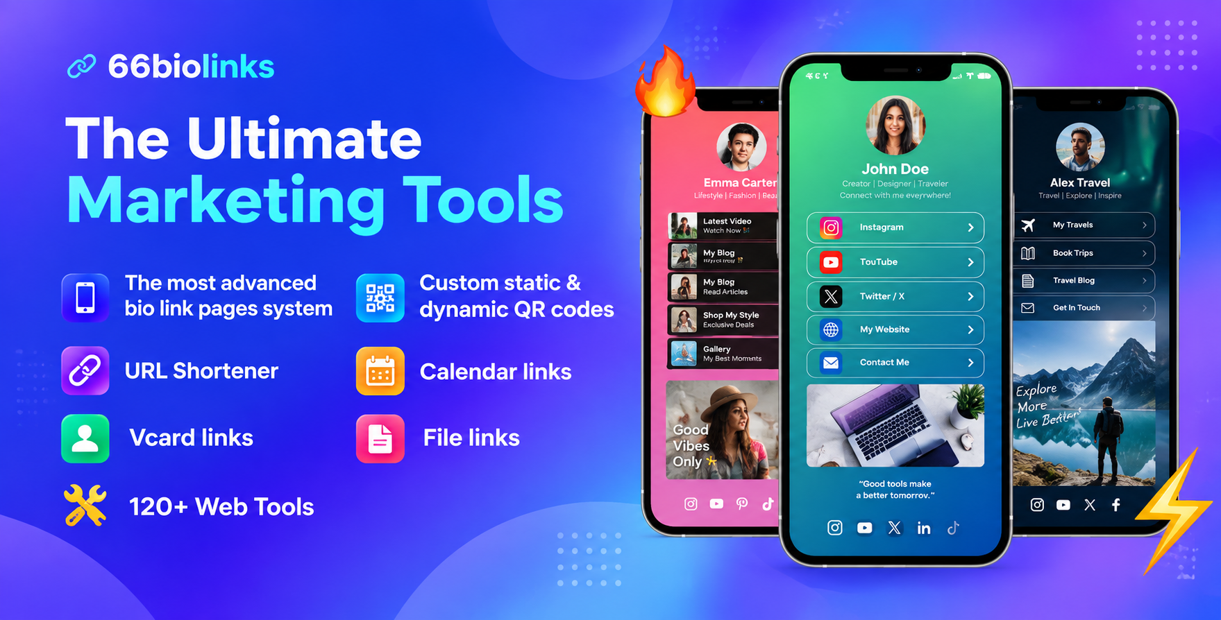 66biolinks - Bio Links, URL Shortener, QR Codes &amp; Web Tools (SAAS)
