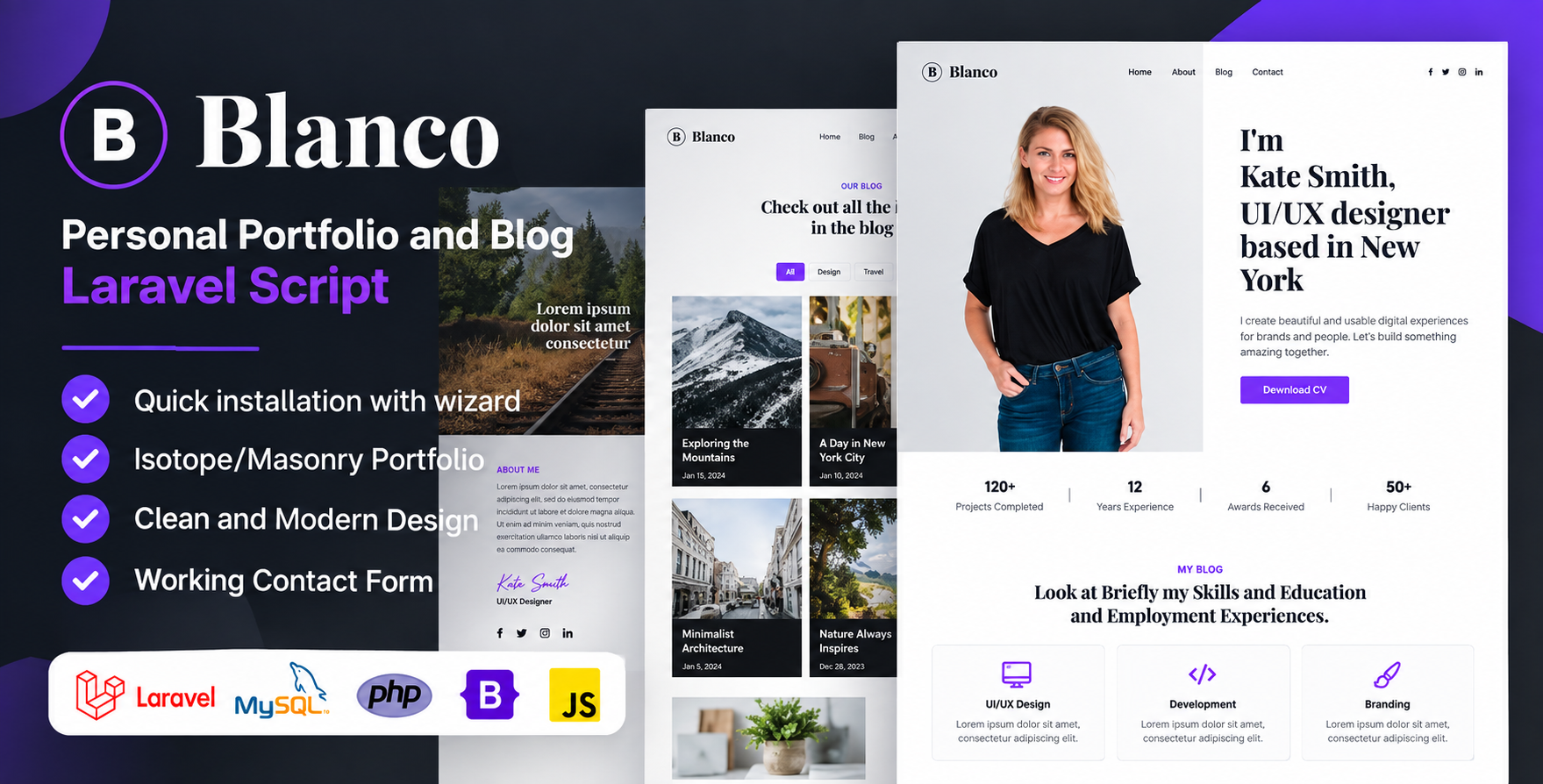 Blanco - Personal Portfolio and Blog Laravel Script